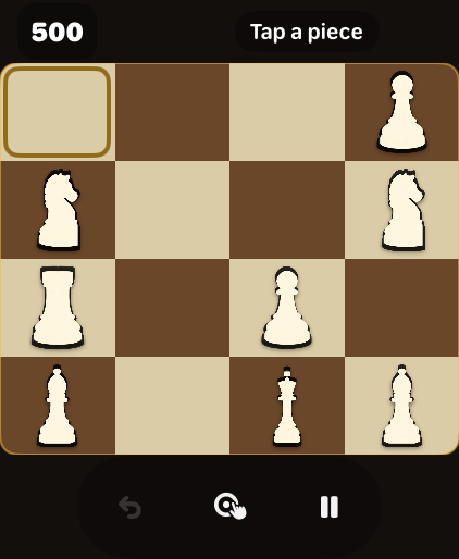 Royal Merge Solo on Apple Watch at 500 points, with a King on the board